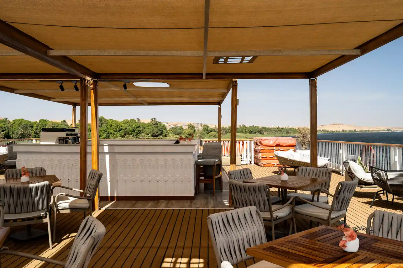 Sun deck of the MS Tamr Henna Nile Cruise Nile cruise